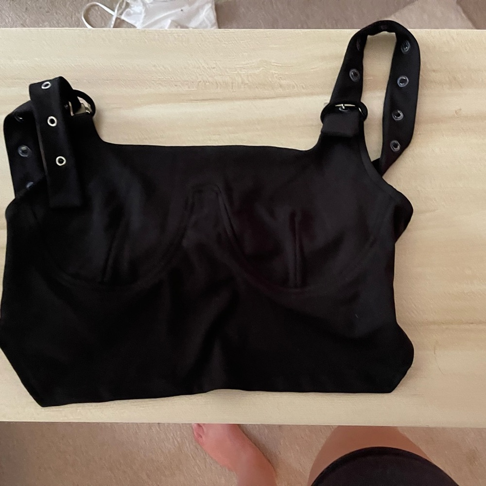 Bustier style crop top with adjustable straps
